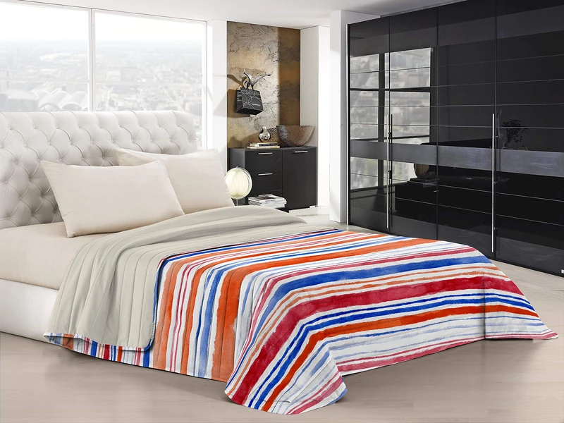 Italian Bed Linen “Fantasy” summer quilt, Strisce, 260x270 cm