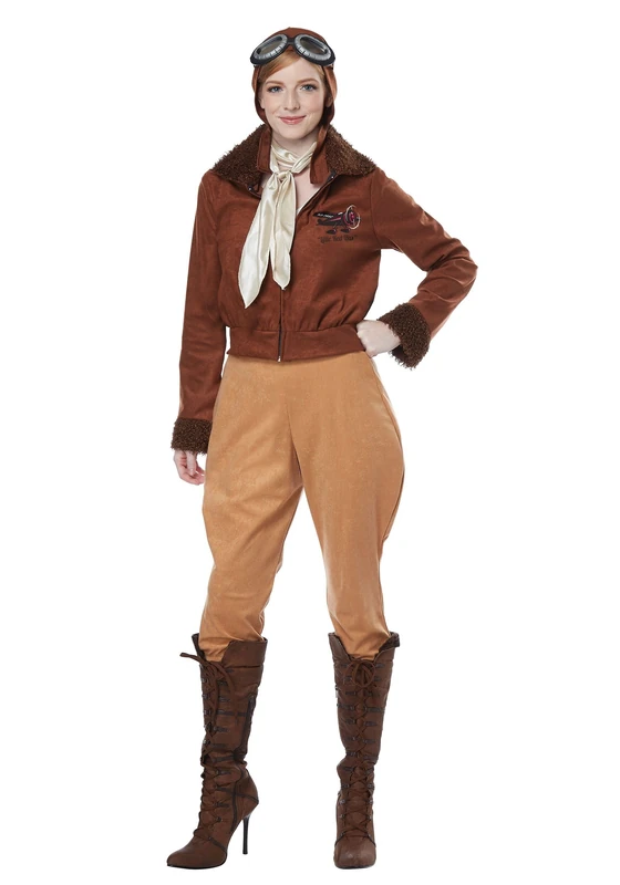 California Costumes 01524M Amelia Earhart/Aviator Character Adult Sized Costumes, Solid, Brown, Medium