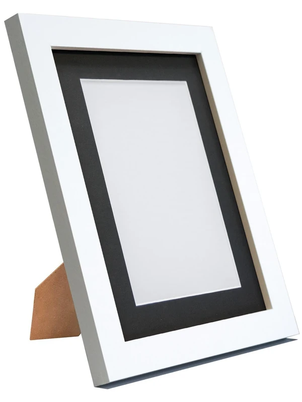 Q7 Picture Photo and Poster Frame, White with Black Mount, 60 x 80 Image Size 50 x 70 cm, Plastic Glass