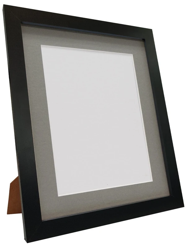Q7 Picture Photo Frame, Black with Dark Grey Mount, 30 x 24 Image Size 24 x 18 Inch, Plastic Glass