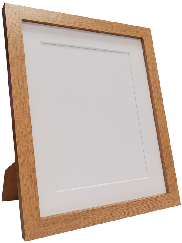 Q7 Picture Photo Frame, Oak with White Mount, 30 x 24 Image Size 24 x 18 Inch, Plastic Glass