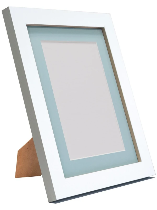 Q7 Picture Photo Frame, White with Blue Mount, 36 x 24 Image Size 30 x 20 Inch, Plastic Glass