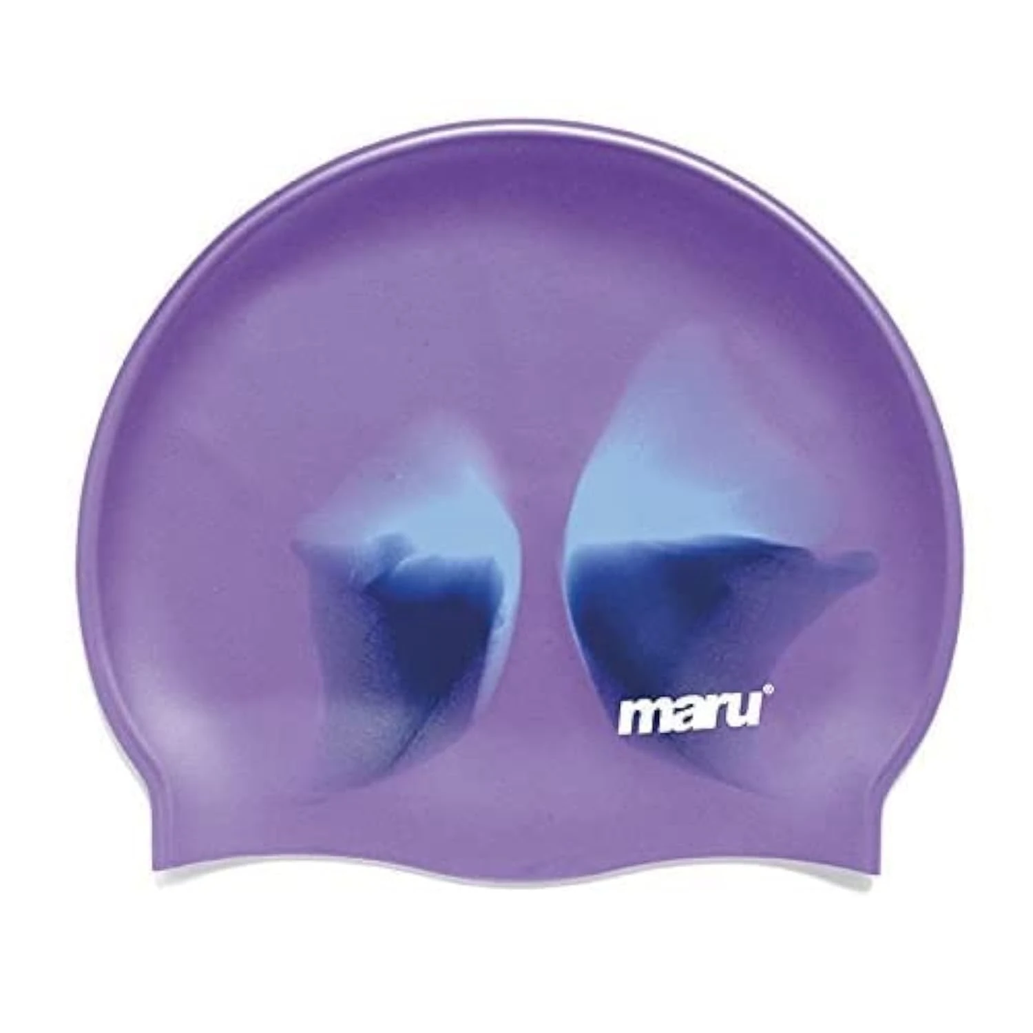 MARU Swimming Hat, 100% Silicone Swim Cap, Unisex Adult Swimming Cap, Lightweight Swimming Caps for Men and Women, Comfortable and Durable Swim Hats Designed in the UK (Purple/Blue, One Size)