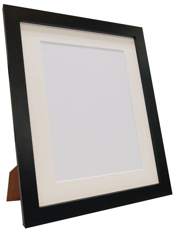 Q7 Picture Photo and Poster Frame, Black with Ivory Mount, A1 Image Size A2, Plastic Glass
