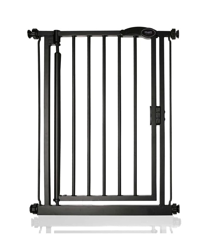 Safetots Pressure Fit Self Closing Stair Gate, Extra Narrow, 61cm - 66.5cm, Matt Black, Auto Closing Baby Gate, Safety Barrier for Toddler, Easy Installation