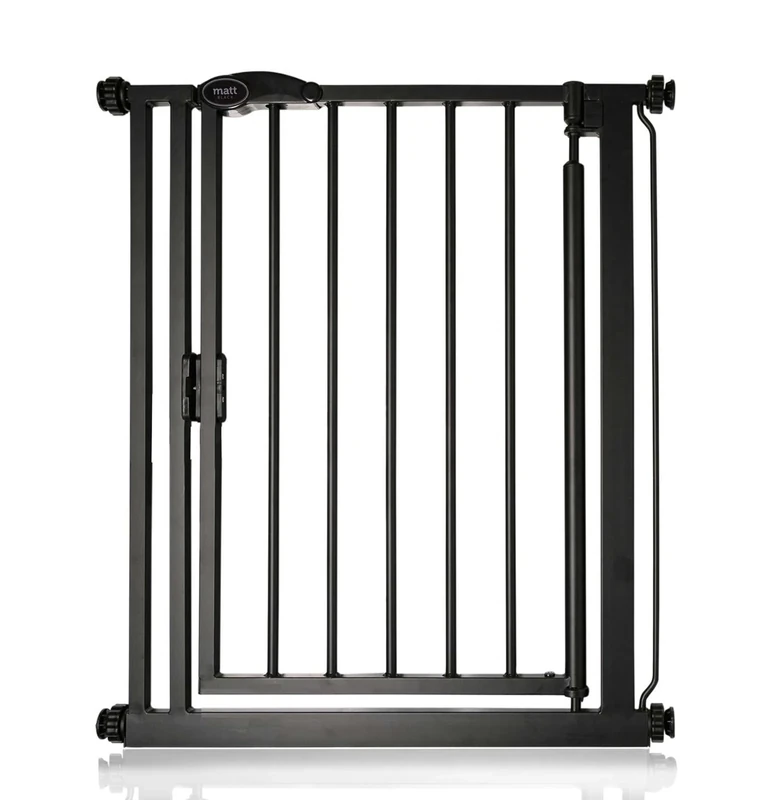 Safetots Pressure Fit Self Closing Stair Gate, Narrow, 68.5cm - 75cm, Matt Black, Auto Closing Baby Gate, Safety Barrier for Toddler, Easy Installation