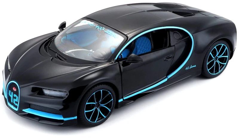 Maisto Bugatti Chiron: 1:24 Scale Model Car, Movable Doors, 19 cm, Grey (531514BK)
