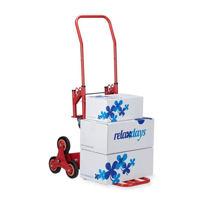 Relaxdays hand truck for up to 50 kg / 150 kg, multi-functional transport cart, 2in1, red, Steel, Standard