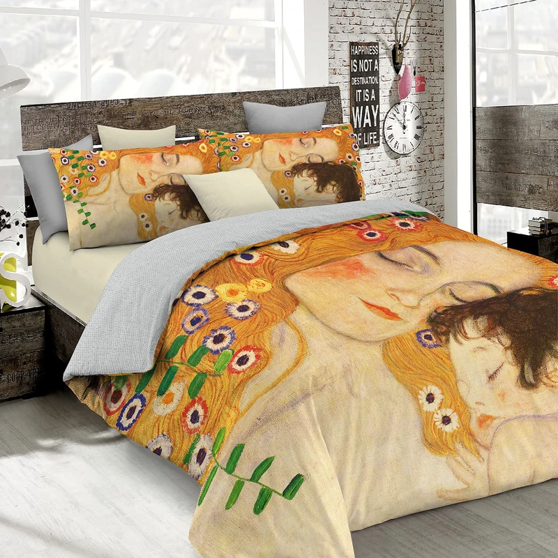 Italian Bed Linen Sogni d'Autore Duvet Cover Set with Full Coverage Digital Print,250x200cm, SD50, 100% Cotton, DOUBLE