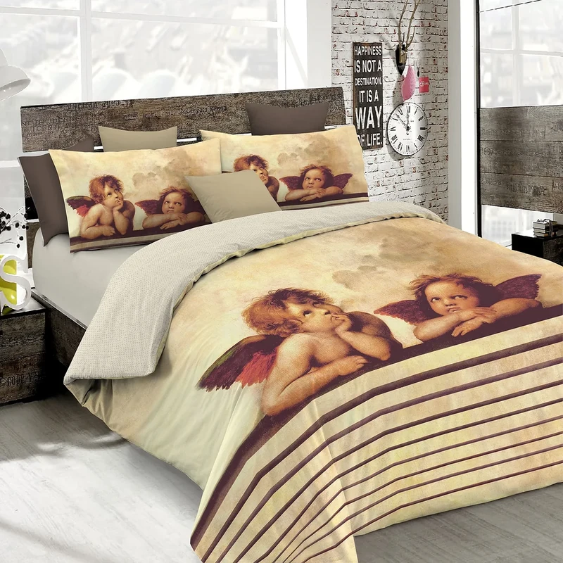 Italian Bed Linen Sogni d'Autore Duvet Cover Set with Full Coverage Digital Print,250x200cm, SD59, 100% Cotton, DOUBLE