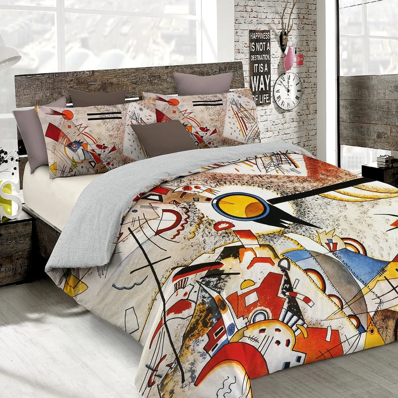Italian Bed Linen Duvet cover set with full coverage digital print,250x200cm, SD63, Cotton, DOUBLE