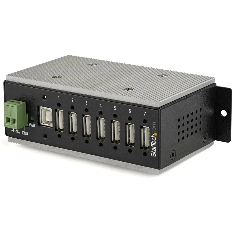 StarTech.com 7-Port Industrial USB 2.0 Hub with ESD Protection & 350W Surge Protection - Wall Mountable (HB20A7AME)