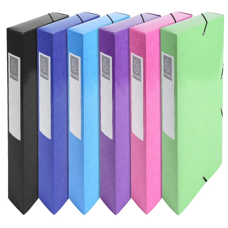 Exacompta - Ref 50729E - Iderama Collection - Filing Box - 240 x 320mm in Size, Suitable for Holding A4 Documents, 80mm Spine, Spine Label - Assorted Colours (Pack of 6)