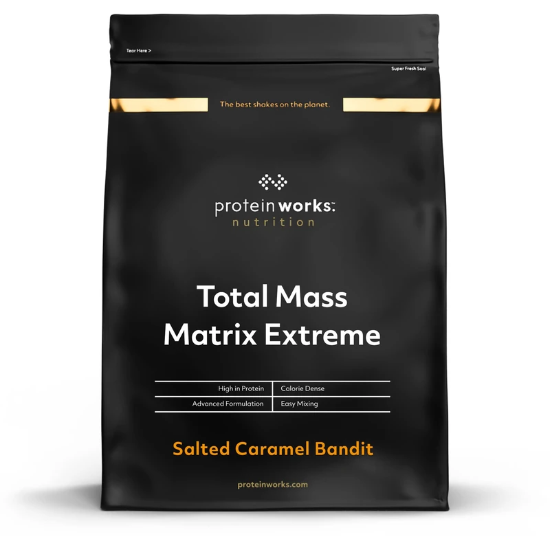 Protein Works | Total Mass Matrix 360 - Gold Innovation, Tri Protein Blend, Mass Gainer Protein Powder, Creatine Monohydrate, Glutamine, Vitamins & Minerals, Cookies 'n' Cream, 5 Servings, 1.32kg