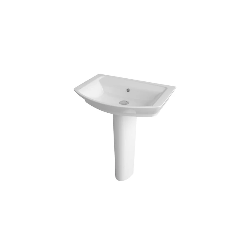 Hudson Reed CCL003 Maya Modern Bathroom 1 Tap Hole Floor Standing Basin and Full Pedestal, 650mm, White