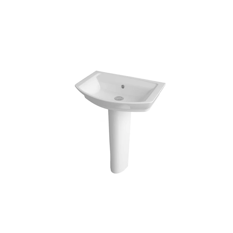 Hudson Reed CCL002 Maya Modern Bathroom 1 Tap Hole Floor Standing Basin and Full Pedestal, 550mm, White