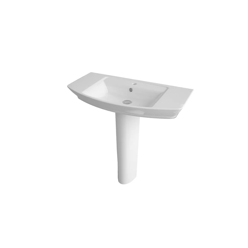 Hudson Reed CCL004 Maya Modern Bathroom 1 Tap Hole Floor Standing Basin and Full Pedestal, 850mm, White
