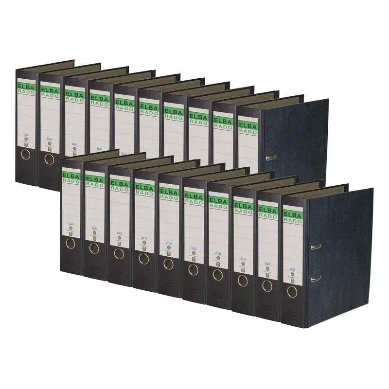 ELBA 100081018 20x Recycled Folder Cloudy Marble 8 cm Wide DIN A4 Black Spine Green Bar Folder Blue Angel Certified