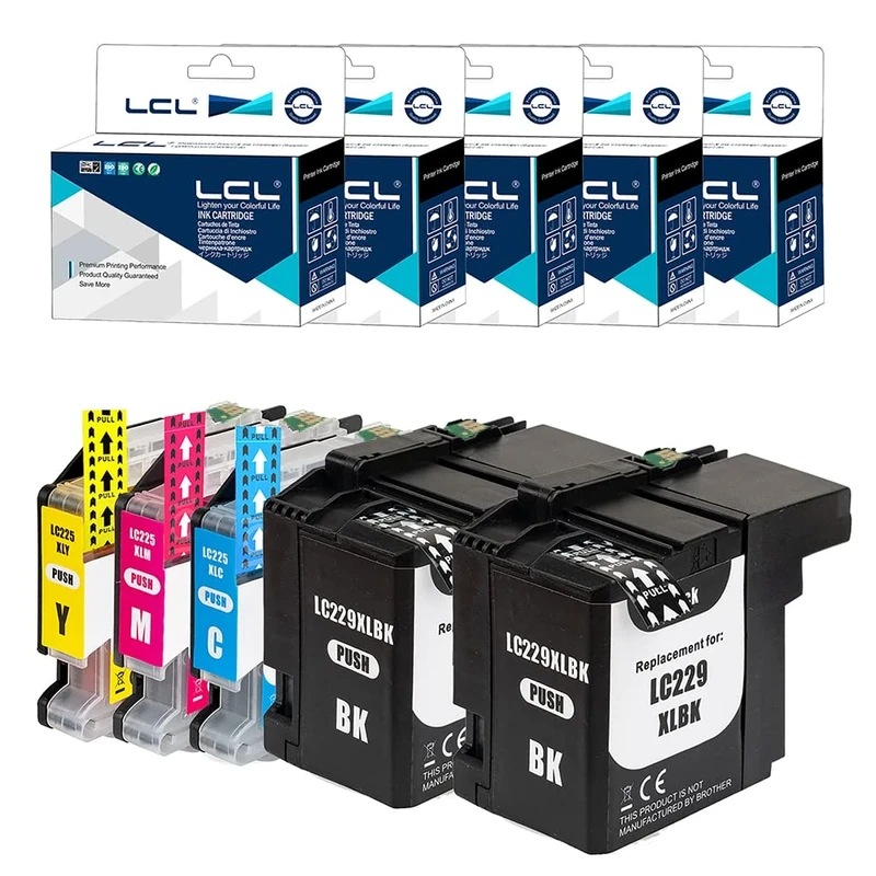 LCL LC229XL LC225XL Ink Cartridge Compatible with Brother LC229XL LC225XL LC229 LC225 LC229XLBK LC225XLC LC225XLM LC225XLY for MFC-J5320DW MFC-J5620DW MFC-J5625DW MFC-J5720DW (5Pack 2KCMY)