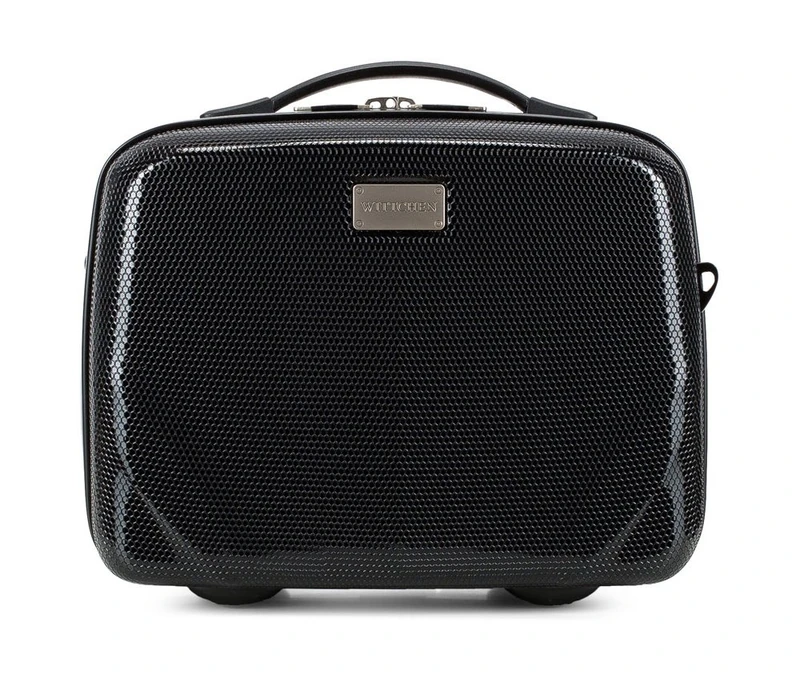 WITTCHEN PC Ultra Light Cosmetic Bag Cosmetic case Toiletry Bag Polycarbonate Beauty case Top Handle Adjustable Detachable Shoulder Strap Size XS Black