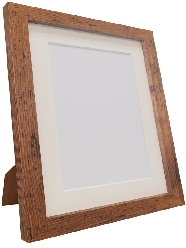 Q7 Picture Photo and Poster Frame, Vintage Wood with Ivory Mount, 60 x 80 Image Size 50 x 70 cm, Plastic Glass