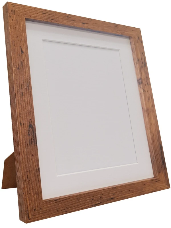 Q7 Picture Photo and Poster Frame, Vintage Wood with White Mount, 30 x 24 Inch Image Size A2, Plastic Glass