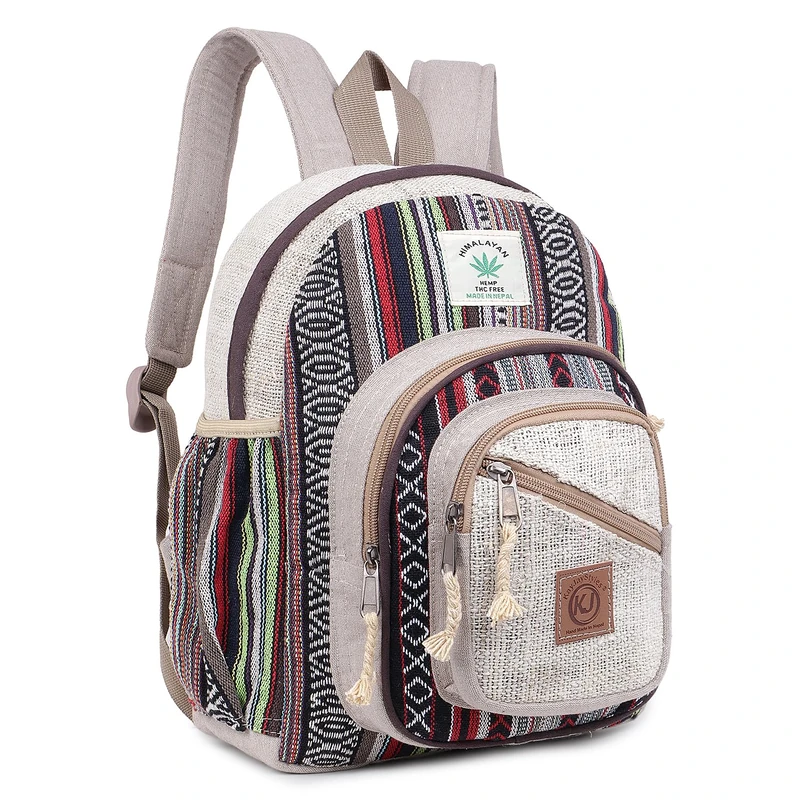 KayJayStyles Side Zipper Backpack Handmade Himalayan Hemp Bohemain Travel, Hiking, Purse, Daypack1, M, Daypack Backpacks - Image 1