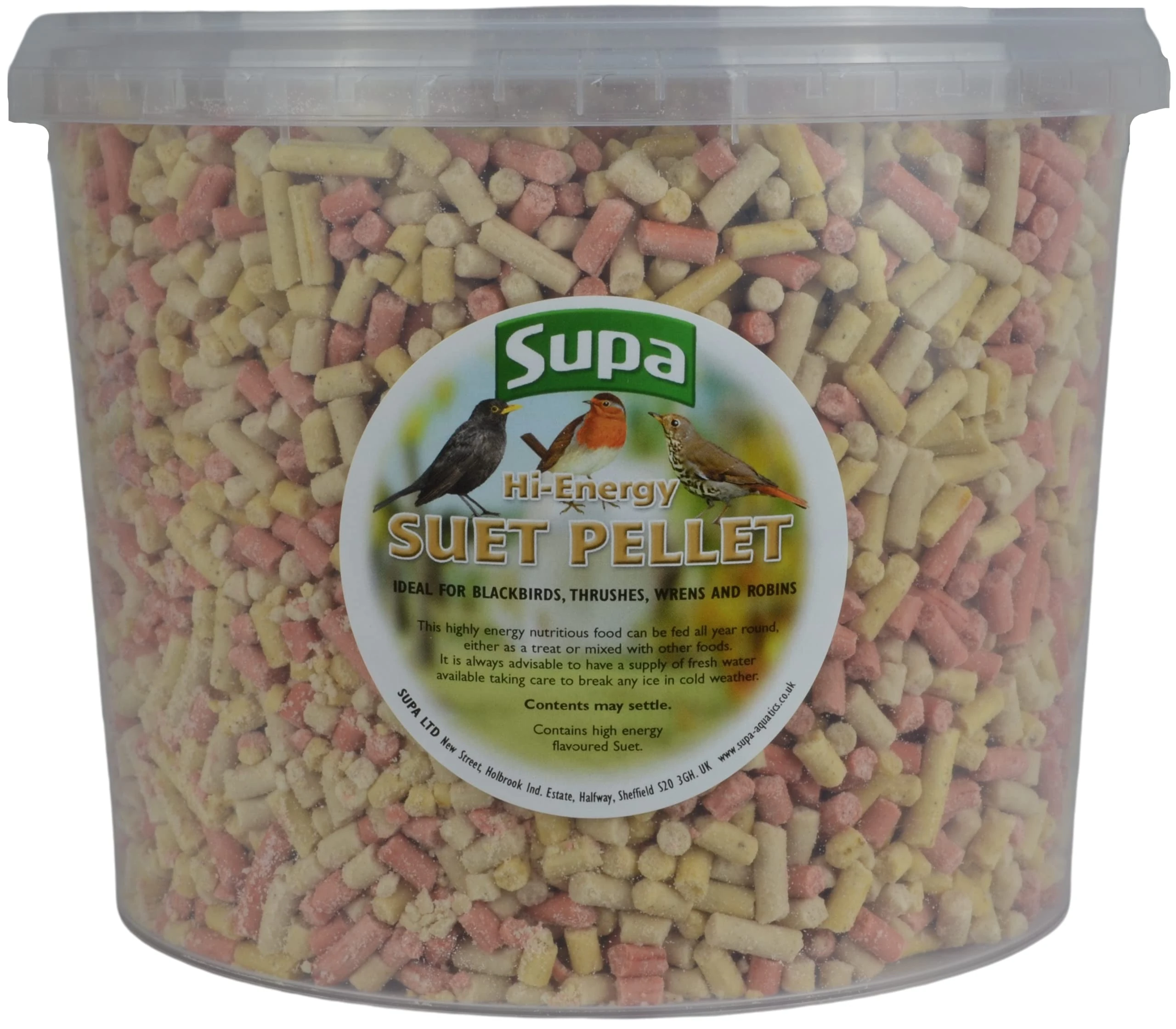 Supa Mixed Suet Pellets for Wild Birds, 3 Litre Bucket, High Energy Protein Rich Treat, Attract More Birds To Your Garden, Quality Wild Bird Food, Package May Vary