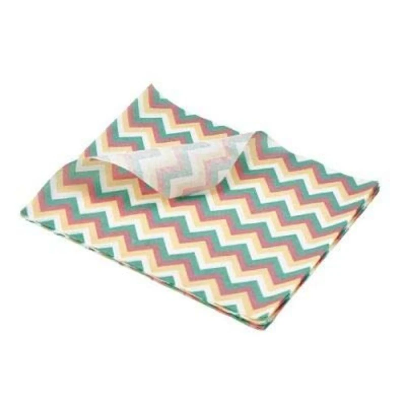 Genware PN1487CHV Greaseproof Paper Multi-coloured Chevron Print