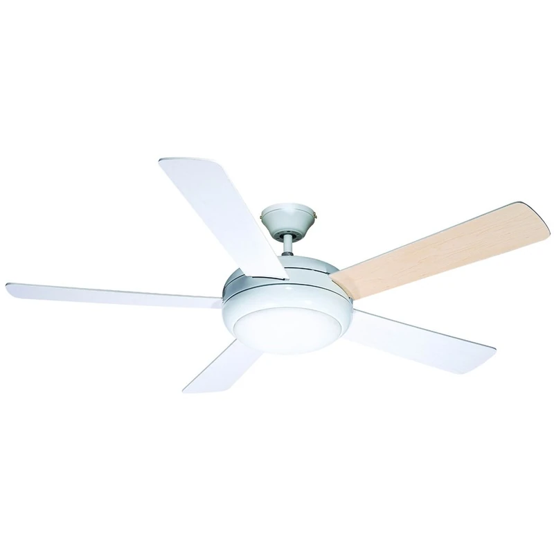 Wonderlamp Conte Ceiling Fan with Light E27, 15 W, White, 132 x 132 x 34.3 cm