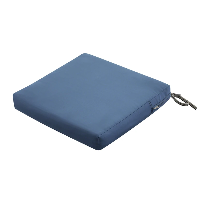 Classic Accessories Ravenna Square Patio Seat Cushion Slip Cover & Foam - Durable Outdoor Cushion, Empire Blue, 21" W x 21" D x 3" Thick