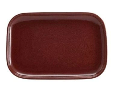 Genware RP-R34 Terra Stoneware Rustic Rectangular Plate, Red (Pack of 6)