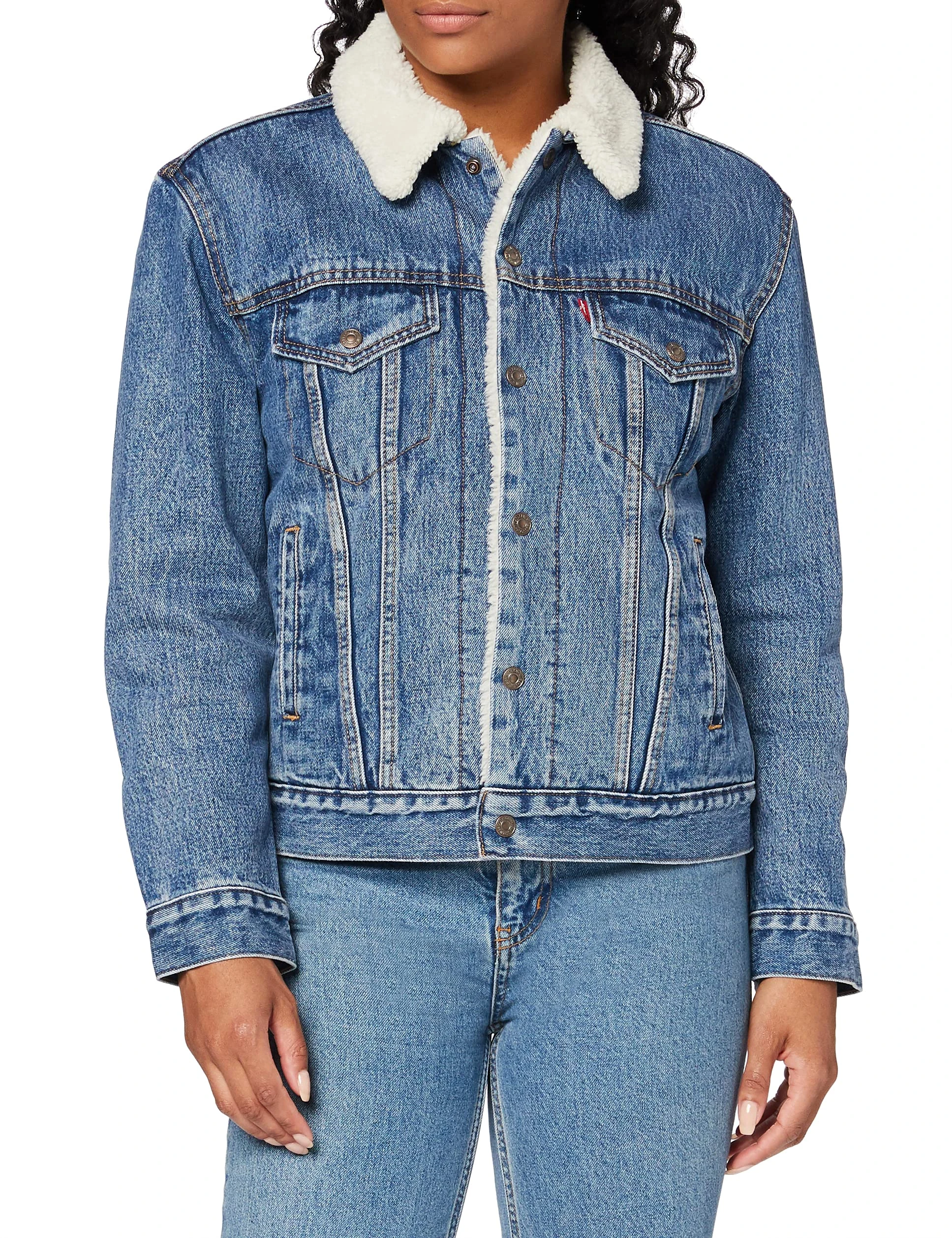 Levi's Women's Ex-Boyfriend Sherpa Trucker Jacket Addicted To Love (Blue) S