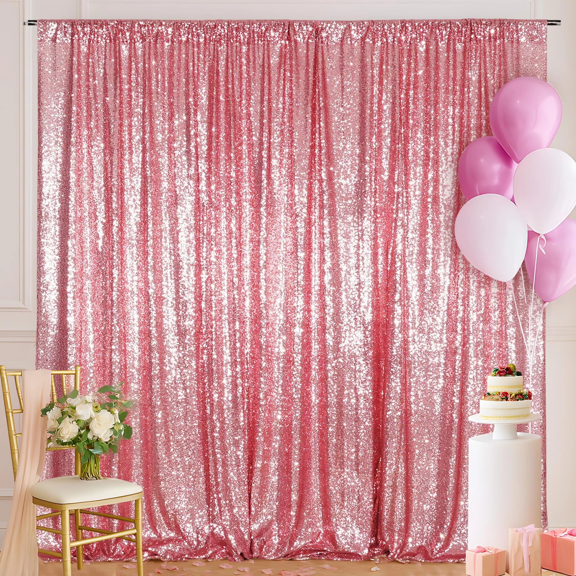 Eternal Beauty 213x213cm Fuchsia Pink Shinny Sequin Photography Backdrop Party Prom Wedding Youtobe Banquet Photo Background (7x7 feet)