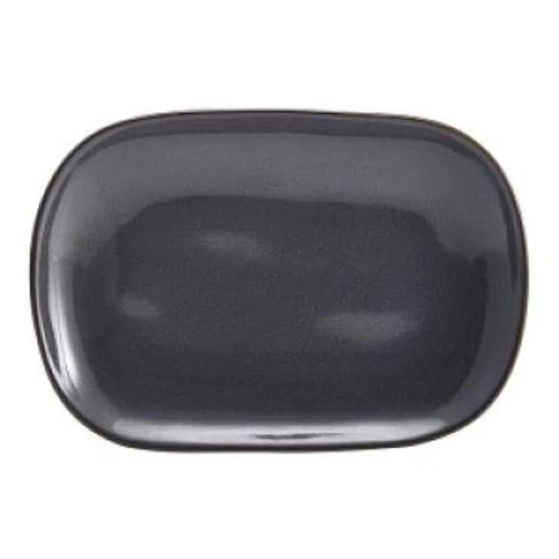 Genware RP-BL24 Terra Stoneware Rustic Rectangular Plate, Blue (Pack of 12)