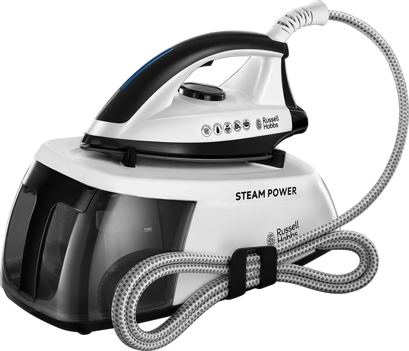 Russell Hobbs Steam Iron [2400W, 110g Shot of Steam, 90g Steam Output,] Steam Power (1.3L Removable Water Tank, Stainless Steel Non Stick Soleplate, Cord Storage, Temp ready light, Anti Calc) 24420