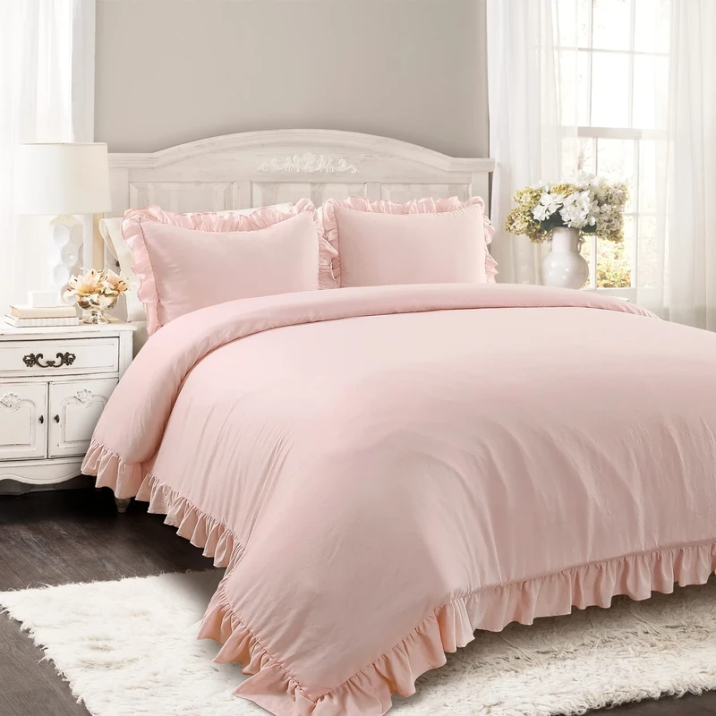 Lush Decor Reyna 3 Piece Comforter Set, Blush, King