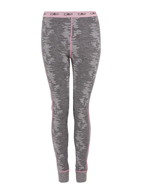 CMP Merino Base Layer Printed, Women's Trousers, women's, 38Y4116, Argento Mel.-B.Co-Nero Mel., 52 - Image 1