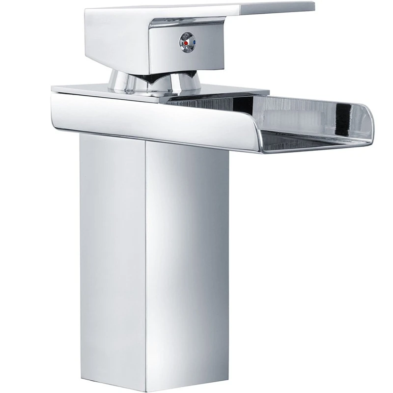 BAKAJI Basin Tap with Waterfall Spout Single Handle Chrome-Plated Brass, 135 x 200 mm, Multicoloured, One Size - Image 1