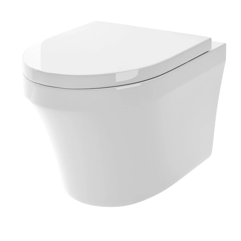 Hudson Reed CPA027 Luna Modern Bathroom Wall Hung Toilet Pan and Soft Close Seat, White