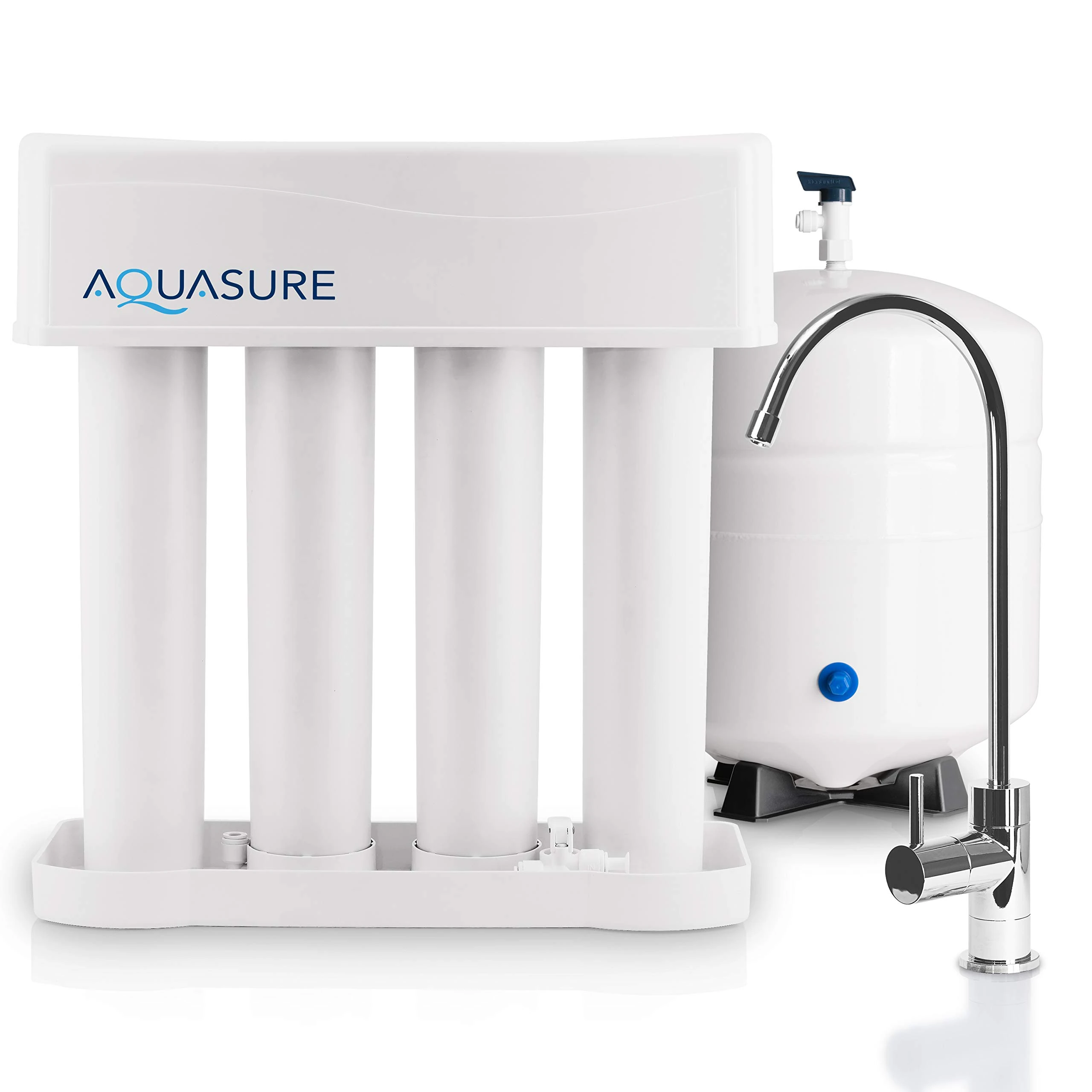 Aquasure Premier 4-Stage RO Reverse Osmosis Under Sink Drinking Water Filtration Purification System | Removes 99% of Contaminants | 75 GPD, Leak-Proof, Quick Change Filters, with Tank & Chrome Faucet