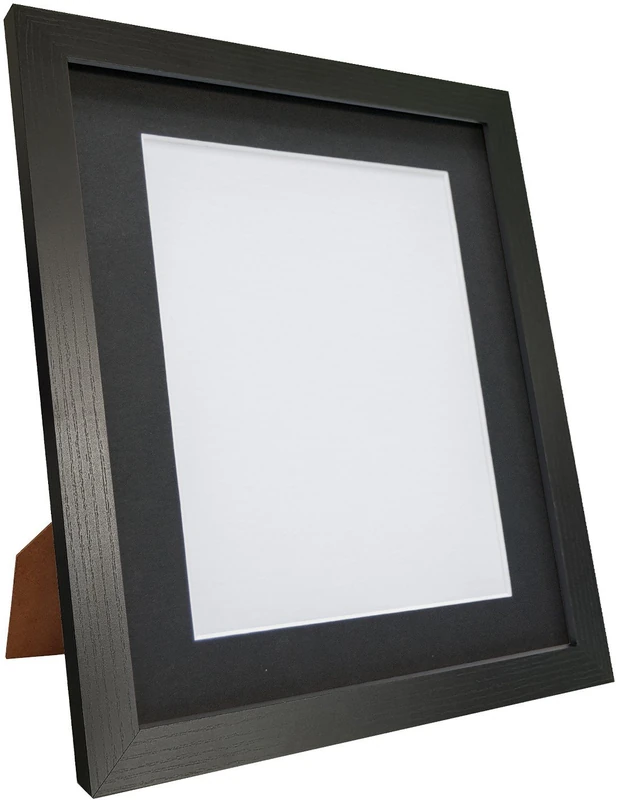 Q7 Picture Photo and Poster Frame, Black Ash with Black Mount, A1 Image Size A2, Plastic Glass