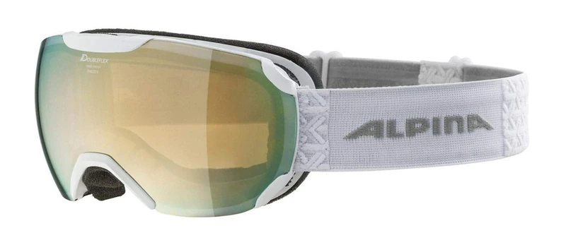 ALPINA PHEOS S Q-LITE - Mirrored, contrast-enhancing & polarized ski goggles with 100% UV protection for adults, white, one size