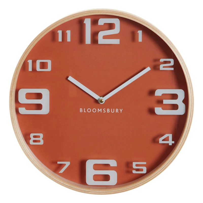 Premier Vitus Wall Clock, Orange Wood, Large