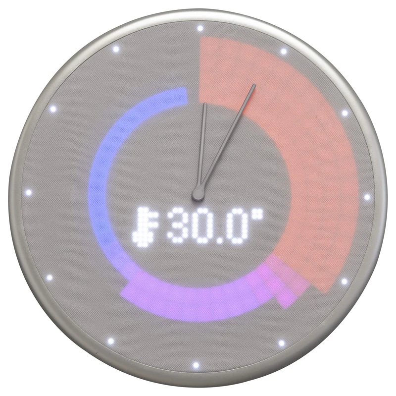 Glance NeXtime GC-EU-SLV01 Smart Wall Clock, Bluetooth Data Transfer Clock, Smart Wall Clock, LED Display, for iOS and Android, Silver, 22.8 x 22.8 x 3 cm - Image 1