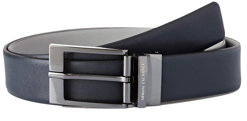 Armani Exchange Men's Leather Belt With Plaque Belt Not Applicable, Blue (Blue/Navy/Grey 51635), (Manufacturer size: TU)