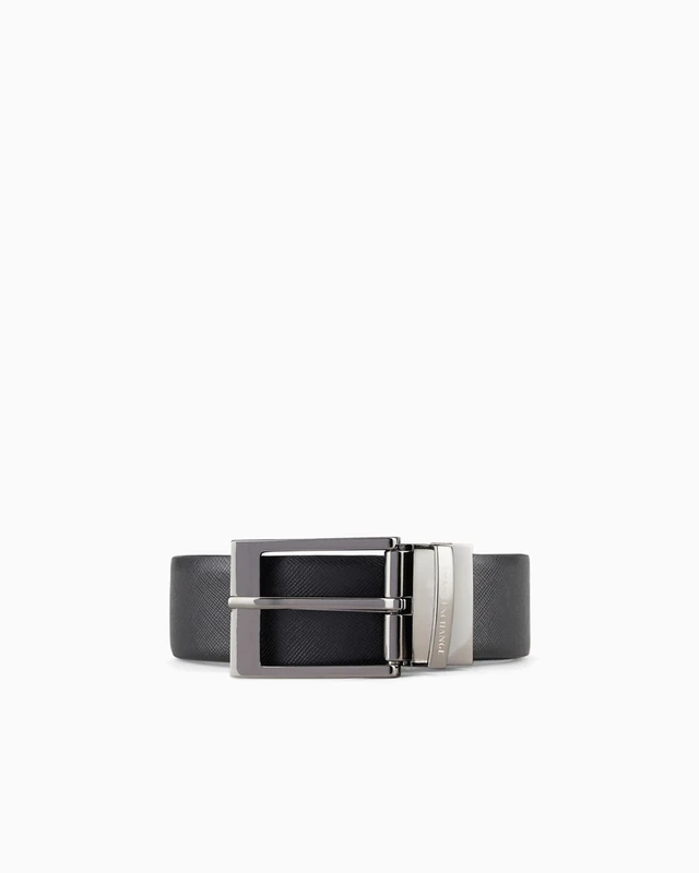 Armani Exchange Men's Leather Belt With Plaque Belt Not Applicable, Black (Black/Dark Brown 54120), (Manufacturer size: TU)