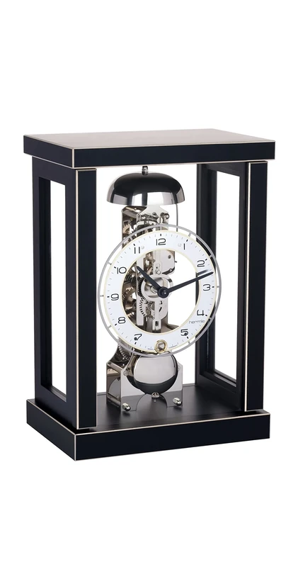 Hermle 23056-740791 Table Clock with Mechanical Movement. Strikes on the hour. Black Wooden Case
