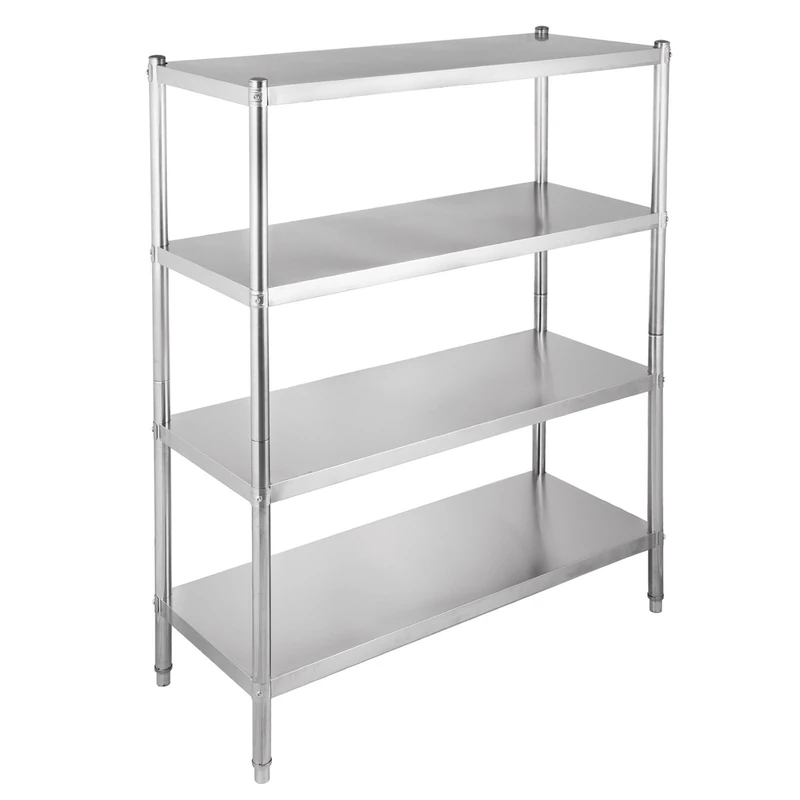 FORAVER 4-Tier Stainless Steel Shelf Rack, 330LB Capacity per Shelf, Commercial Display Unit for Kitchen, Office, Garage Storage