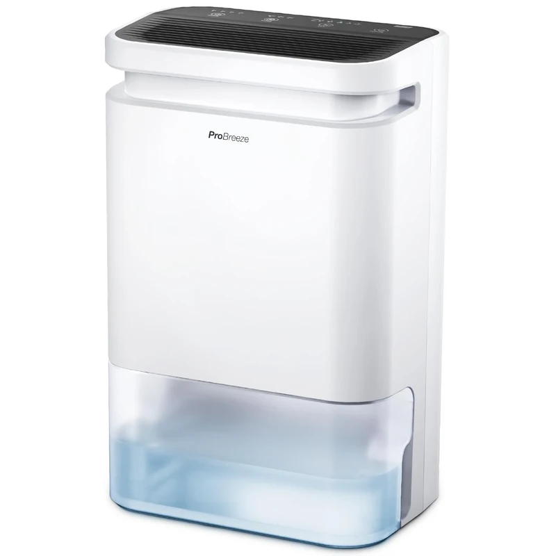 Pro Breeze® 10L Desiccant Dehumidifier with Timer, Air Filter, Continuous Drainage, Digital Control Panel - Ideal for Cold Temperatures in Damp Homes, Basements & Garages